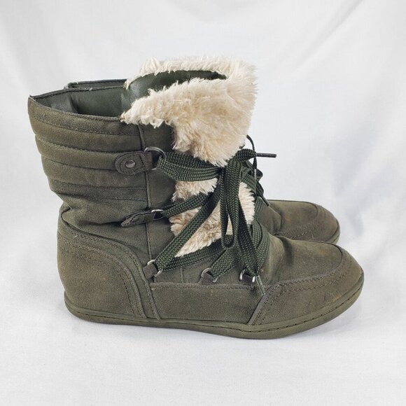 Guess Shoes - Guess Olive Green Faux Fur Lined Winter Boots